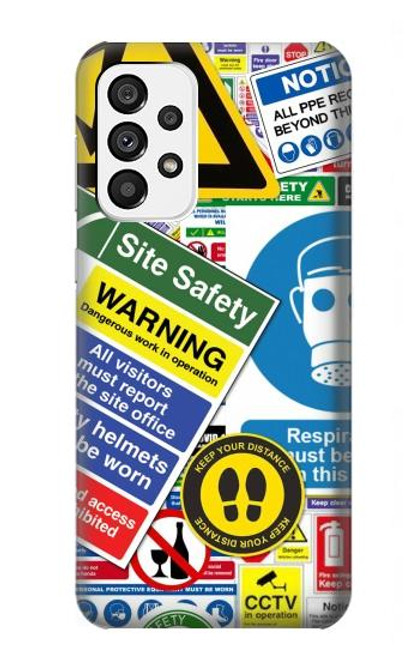 S3960 安全標識ステッカー コラージュ Safety Signs Sticker Collage Samsung Galaxy A73 5G バックケース、フリップケース・カバー