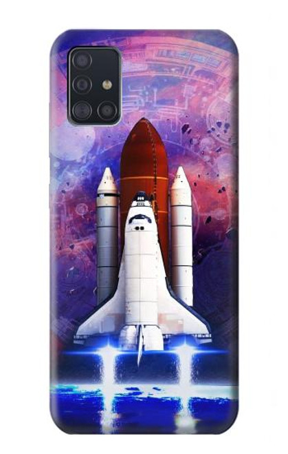 S3913 カラフルな星雲スペースシャトル Colorful Nebula Space Shuttle Samsung Galaxy A51 バックケース、フリップケース・カバー