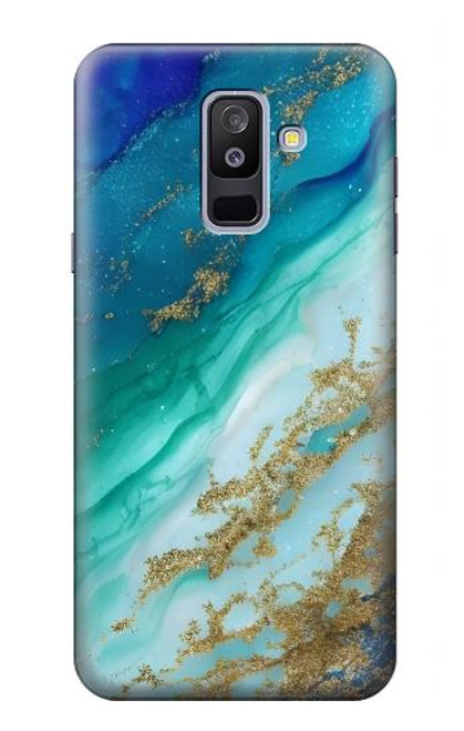 S3920 抽象的なオーシャンブルー色混合エメラルド Abstract Ocean Blue Color Mixed Emerald Samsung Galaxy A6+ (2018), J8 Plus 2018, A6 Plus 2018  バックケース、フリップケース・カバー