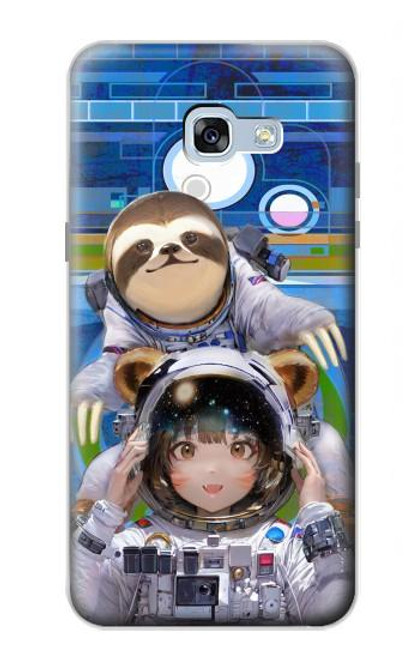 S3915 アライグマの女子 赤ちゃんナマケモノ宇宙飛行士スーツ Raccoon Girl Baby Sloth Astronaut Suit Samsung Galaxy A5 (2017) バックケース、フリップケース・カバー