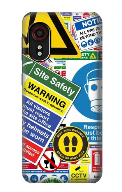 S3960 安全標識ステッカー コラージュ Safety Signs Sticker Collage Samsung Galaxy Xcover 5 バックケース、フリップケース・カバー