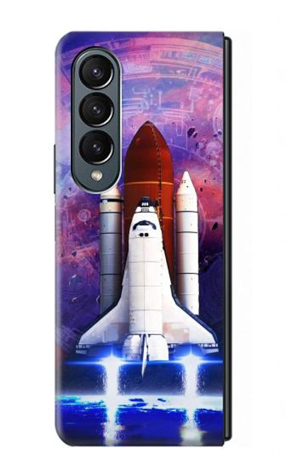 S3913 カラフルな星雲スペースシャトル Colorful Nebula Space Shuttle Samsung Galaxy Z Fold 4 バックケース、フリップケース・カバー