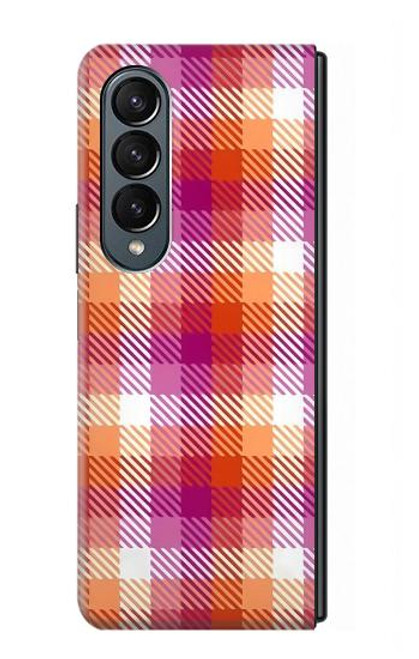 S3941 LGBT レズビアン プライド フラグ チェック柄 LGBT Lesbian Pride Flag Plaid Samsung Galaxy Z Fold 4 バックケース、フリップケース・カバー
