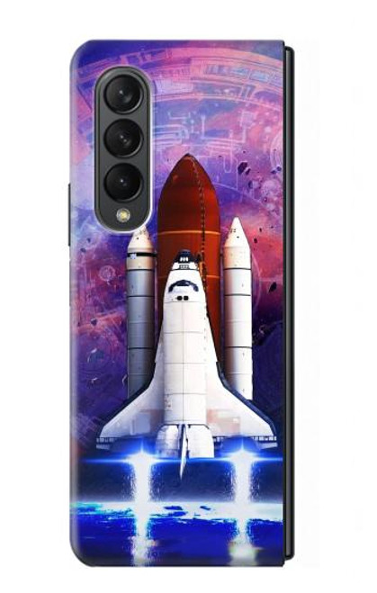 S3913 カラフルな星雲スペースシャトル Colorful Nebula Space Shuttle Samsung Galaxy Z Fold 3 5G バックケース、フリップケース・カバー