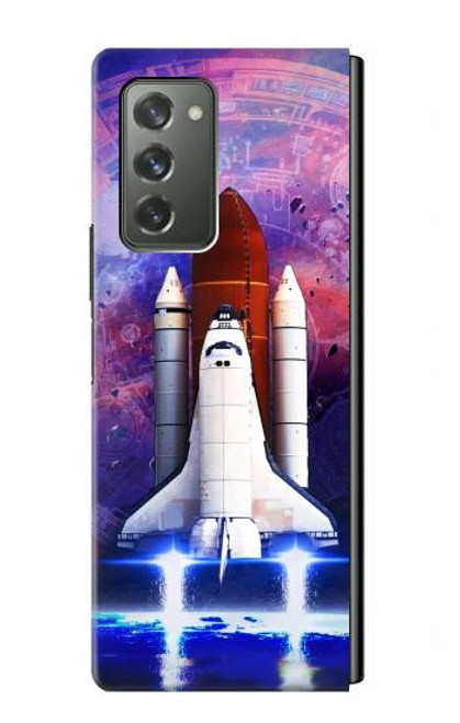 S3913 カラフルな星雲スペースシャトル Colorful Nebula Space Shuttle Samsung Galaxy Z Fold2 5G バックケース、フリップケース・カバー