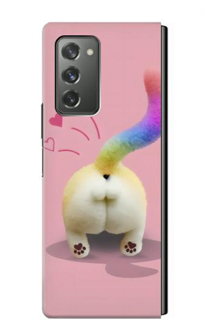 S3923 猫のお尻の虹のしっぽ Cat Bottom Rainbow Tail Samsung Galaxy Z Fold2 5G バックケース、フリップケース・カバー