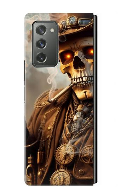 S3949 スチームパンクなスカルの喫煙 Steampunk Skull Smoking Samsung Galaxy Z Fold2 5G バックケース、フリップケース・カバー