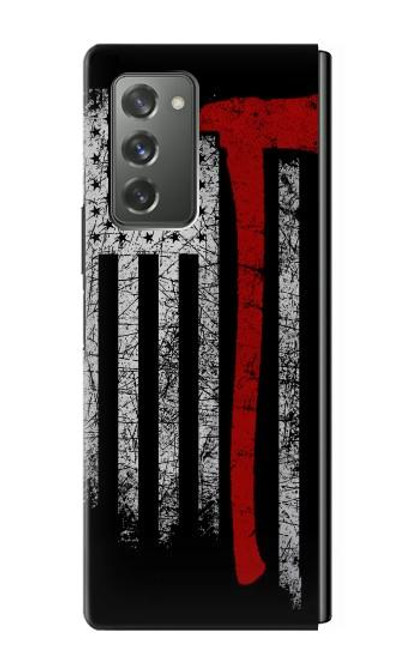 S3958 消防士の斧の旗 Firefighter Axe Flag Samsung Galaxy Z Fold2 5G バックケース、フリップケース・カバー