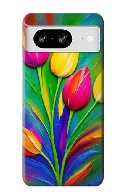 S3926 カラフルなチューリップの油絵 Colorful Tulip Oil Painting Google Pixel 8 バックケース、フリップケース・カバー