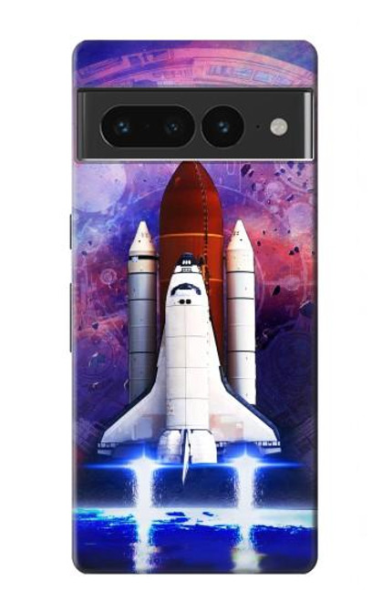 S3913 カラフルな星雲スペースシャトル Colorful Nebula Space Shuttle Google Pixel 7 Pro バックケース、フリップケース・カバー