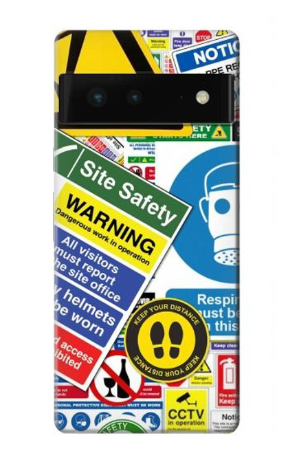 S3960 安全標識ステッカー コラージュ Safety Signs Sticker Collage Google Pixel 6 バックケース、フリップケース・カバー