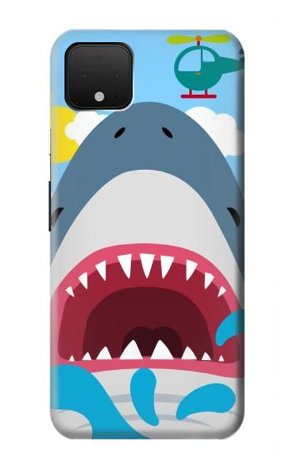 S3947 サメのヘリコプターの漫画 Shark Helicopter Cartoon Google Pixel 4 バックケース、フリップケース・カバー