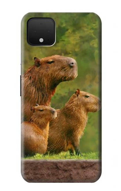 S3917 カピバラの家族 巨大モルモット Capybara Family Giant Guinea Pig Google Pixel 4 XL バックケース、フリップケース・カバー