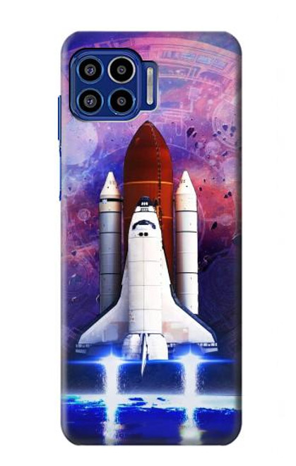 S3913 カラフルな星雲スペースシャトル Colorful Nebula Space Shuttle Motorola One 5G バックケース、フリップケース・カバー