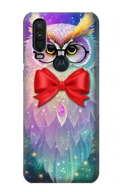 S3934 ファンタジーオタクフクロウ Fantasy Nerd Owl Motorola One Action (Moto P40 Power) バックケース、フリップケース・カバー