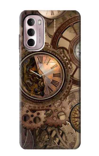 S3927 コンパスクロックゲージスチームパンク Compass Clock Gage Steampunk Motorola Moto G Stylus 4G (2022) バックケース、フリップケース・カバー