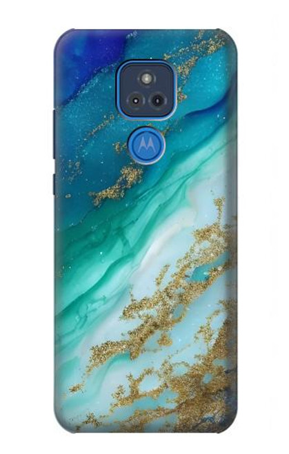 S3920 抽象的なオーシャンブルー色混合エメラルド Abstract Ocean Blue Color Mixed Emerald Motorola Moto G Play (2021) バックケース、フリップケース・カバー