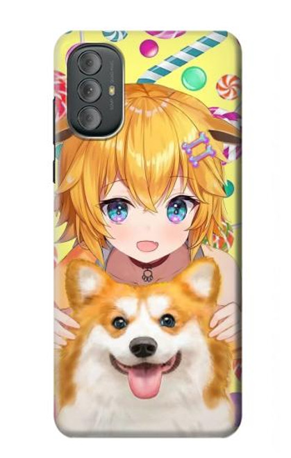 S3918 赤ちゃんコーギー犬コーギー女の子キャンディー Baby Corgi Dog Corgi Girl Candy Motorola Moto G Power 2022, G Play 2023 バックケース、フリップケース・カバー S3918 赤ちゃんコーギー犬コーギー女の子キャンディー Baby Corgi Dog Corgi Girl Candy Motorola Moto G Power 2022, G Play 2023 バックケース、フリップケース・カバー