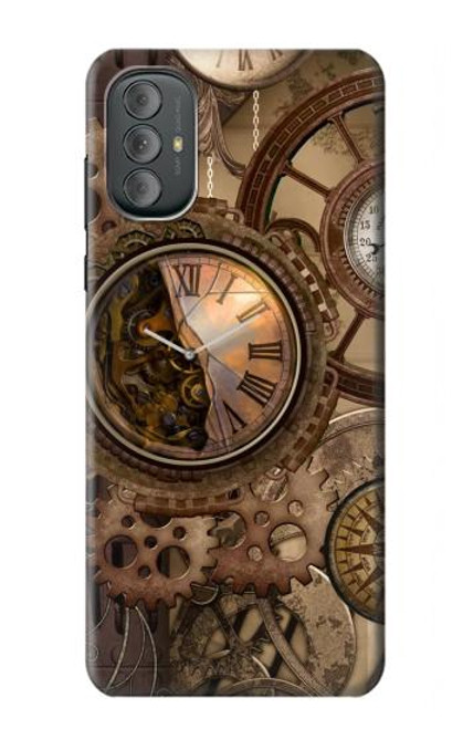 S3927 コンパスクロックゲージスチームパンク Compass Clock Gage Steampunk Motorola Moto G Power 2022, G Play 2023 バックケース、フリップケース・カバー