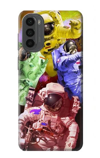 S3914 カラフルな星雲の宇宙飛行士スーツ銀河 Colorful Nebula Astronaut Suit Galaxy Motorola Moto G52, G82 5G バックケース、フリップケース・カバー