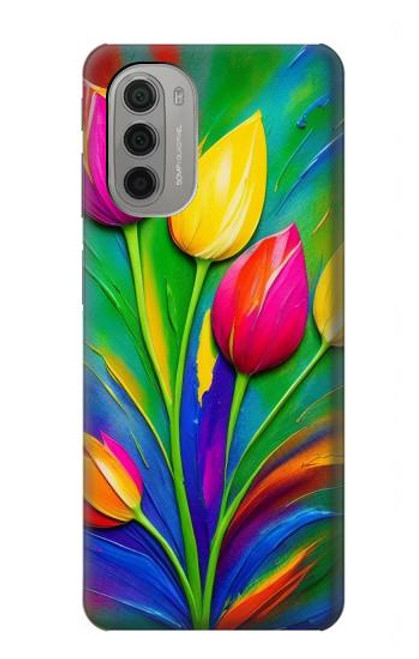 S3926 カラフルなチューリップの油絵 Colorful Tulip Oil Painting Motorola Moto G51 5G バックケース、フリップケース・カバー