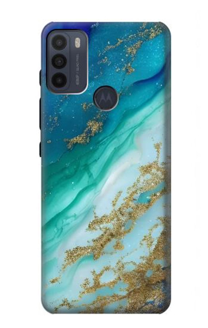S3920 抽象的なオーシャンブルー色混合エメラルド Abstract Ocean Blue Color Mixed Emerald Motorola Moto G50 バックケース、フリップケース・カバー