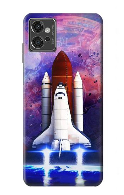 S3913 カラフルな星雲スペースシャトル Colorful Nebula Space Shuttle Motorola Moto G32 バックケース、フリップケース・カバー
