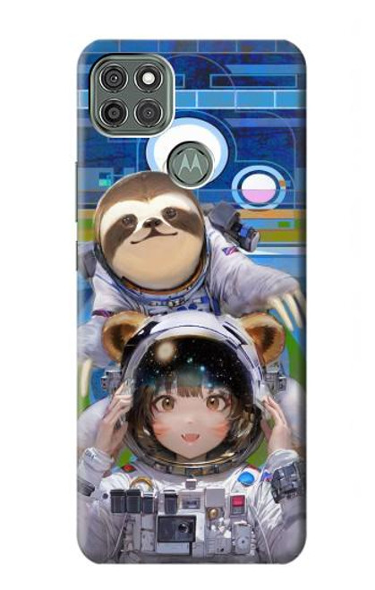 S3915 アライグマの女子 赤ちゃんナマケモノ宇宙飛行士スーツ Raccoon Girl Baby Sloth Astronaut Suit Motorola Moto G9 Power バックケース、フリップケース・カバー