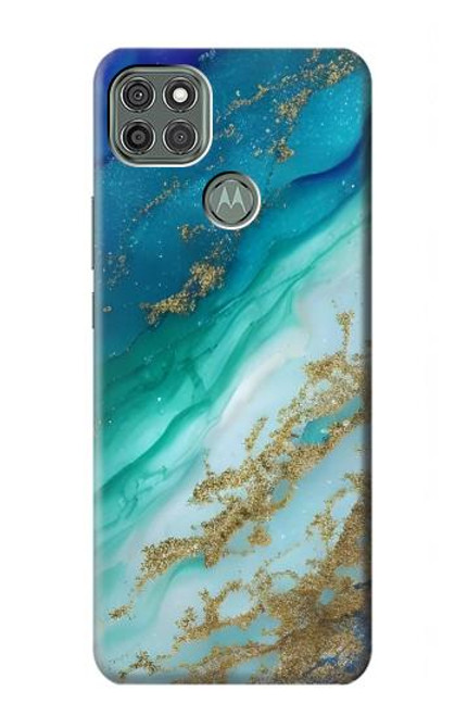S3920 抽象的なオーシャンブルー色混合エメラルド Abstract Ocean Blue Color Mixed Emerald Motorola Moto G9 Power バックケース、フリップケース・カバー