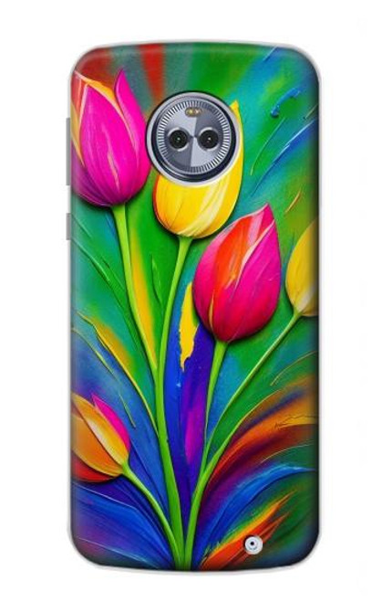 S3926 カラフルなチューリップの油絵 Colorful Tulip Oil Painting Motorola Moto X4 バックケース、フリップケース・カバー