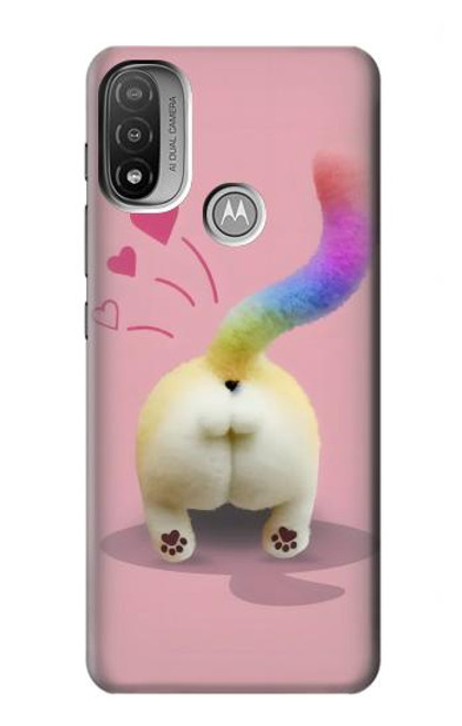 S3923 猫のお尻の虹のしっぽ Cat Bottom Rainbow Tail Motorola Moto E20,E30,E40  バックケース、フリップケース・カバー