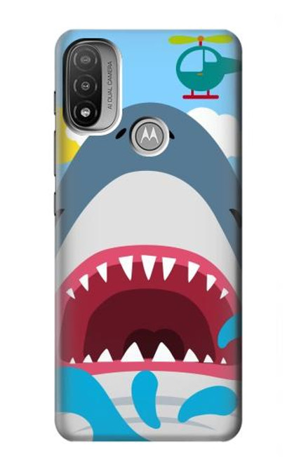 S3947 サメのヘリコプターの漫画 Shark Helicopter Cartoon Motorola Moto E20,E30,E40  バックケース、フリップケース・カバー