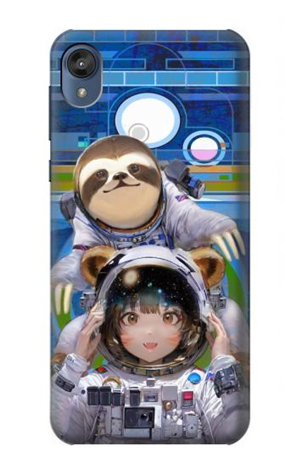 S3915 アライグマの女子 赤ちゃんナマケモノ宇宙飛行士スーツ Raccoon Girl Baby Sloth Astronaut Suit Motorola Moto E6, Moto E (6th Gen) バックケース、フリップケース・カバー