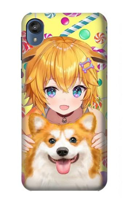 S3918 赤ちゃんコーギー犬コーギー女の子キャンディー Baby Corgi Dog Corgi Girl Candy Motorola Moto E6, Moto E (6th Gen) バックケース、フリップケース・カバー