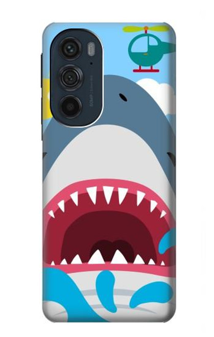 S3947 サメのヘリコプターの漫画 Shark Helicopter Cartoon Motorola Edge 30 Pro バックケース、フリップケース・カバー