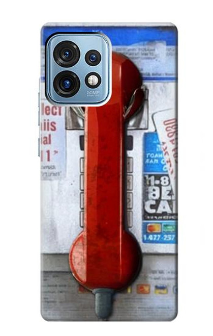 S3925 コラージュヴィンテージ公衆電話 Collage Vintage Pay Phone Motorola Edge+ (2023), X40, X40 Pro, Edge 40 Pro バックケース、フリップケース・カバー