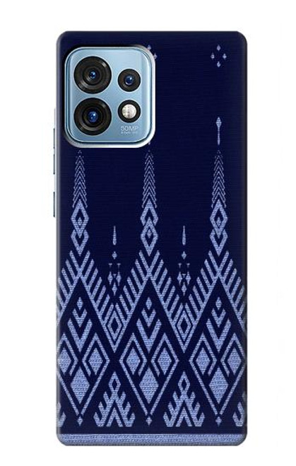 S3950 テキスタイル タイ ブルー パターン Textile Thai Blue Pattern Motorola Edge+ (2023), X40, X40 Pro, Edge 40 Pro バックケース、フリップケース・カバー