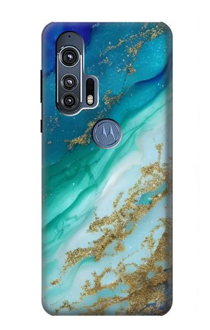 S3920 抽象的なオーシャンブルー色混合エメラルド Abstract Ocean Blue Color Mixed Emerald Motorola Edge+ バックケース、フリップケース・カバー