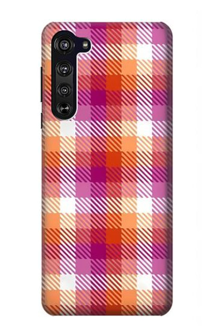 S3941 LGBT レズビアン プライド フラグ チェック柄 LGBT Lesbian Pride Flag Plaid Motorola Edge バックケース、フリップケース・カバー