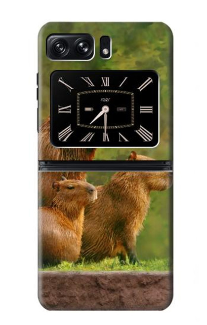 S3917 カピバラの家族 巨大モルモット Capybara Family Giant Guinea Pig Motorola Moto Razr 2022 バックケース、フリップケース・カバー