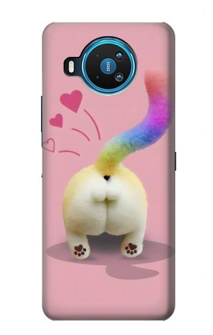 S3923 猫のお尻の虹のしっぽ Cat Bottom Rainbow Tail Nokia 8.3 5G バックケース、フリップケース・カバー