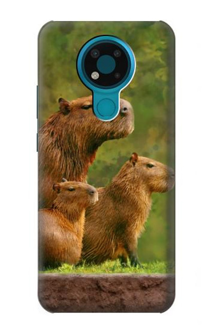 S3917 カピバラの家族 巨大モルモット Capybara Family Giant Guinea Pig Nokia 3.4 バックケース、フリップケース・カバー