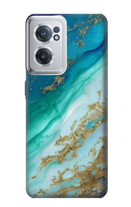 S3920 抽象的なオーシャンブルー色混合エメラルド Abstract Ocean Blue Color Mixed Emerald OnePlus Nord CE 2 5G バックケース、フリップケース・カバー