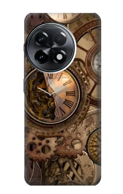 S3927 コンパスクロックゲージスチームパンク Compass Clock Gage Steampunk OnePlus 11R バックケース、フリップケース・カバー