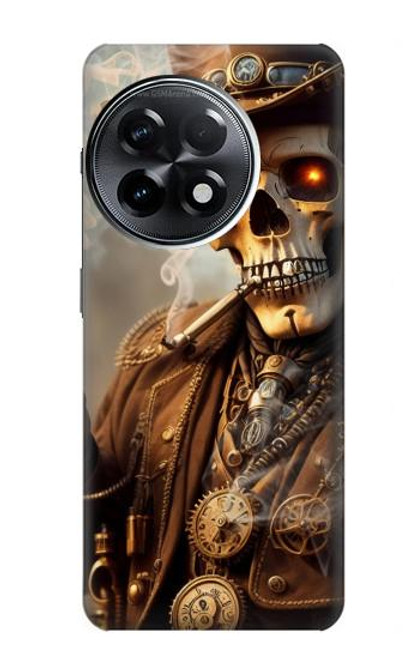 S3949 スチームパンクなスカルの喫煙 Steampunk Skull Smoking OnePlus 11R バックケース、フリップケース・カバー