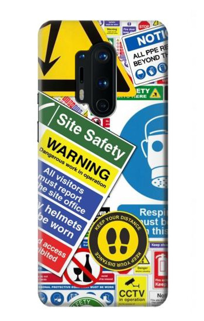 S3960 安全標識ステッカー コラージュ Safety Signs Sticker Collage OnePlus 8 Pro バックケース、フリップケース・カバー