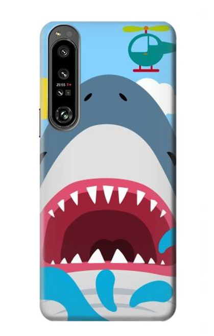 S3947 サメのヘリコプターの漫画 Shark Helicopter Cartoon Sony Xperia 1 IV バックケース、フリップケース・カバー