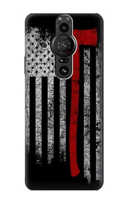 S3958 消防士の斧の旗 Firefighter Axe Flag Sony Xperia Pro-I バックケース、フリップケース・カバー