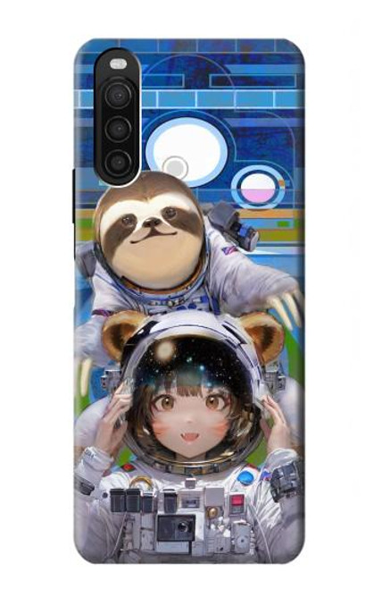 S3915 アライグマの女子 赤ちゃんナマケモノ宇宙飛行士スーツ Raccoon Girl Baby Sloth Astronaut Suit Sony Xperia 10 III バックケース、フリップケース・カバー