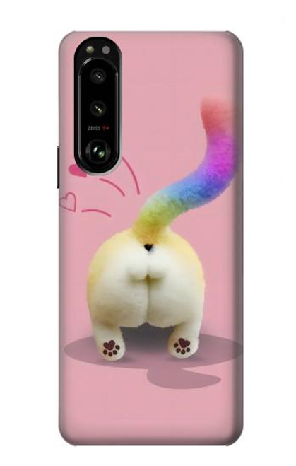 S3923 猫のお尻の虹のしっぽ Cat Bottom Rainbow Tail Sony Xperia 5 III バックケース、フリップケース・カバー